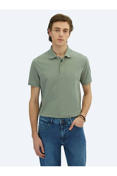 Kip Tricou polo drept kaki, 100% bumbac