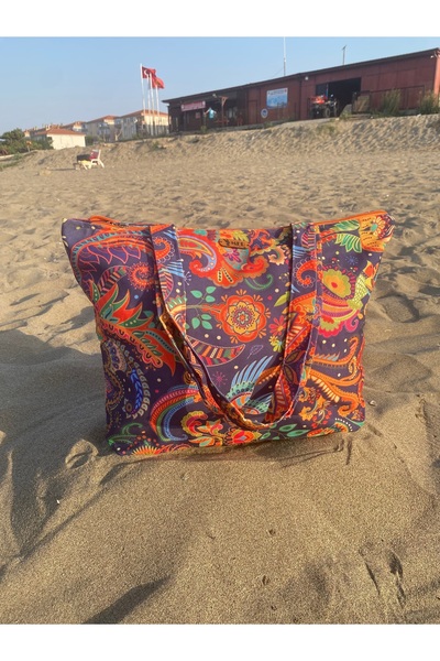 MER HOME Етническа чанта за плаж с цип и шарка, ежедневна чанта за през рамо