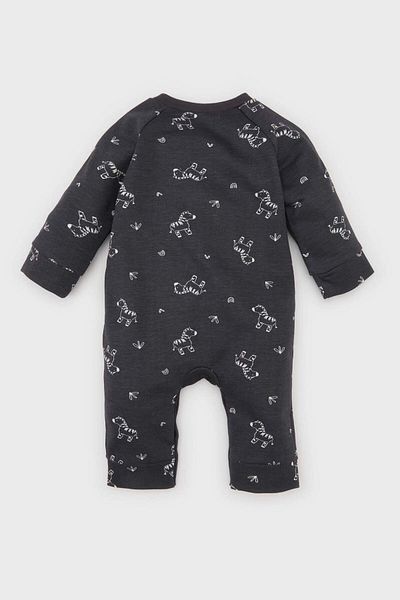 DeFacto Baby Boy Neugeborenes 2-teiliges Set Zebra bedruckter Langarm-Overall Beanie D3028A524AU