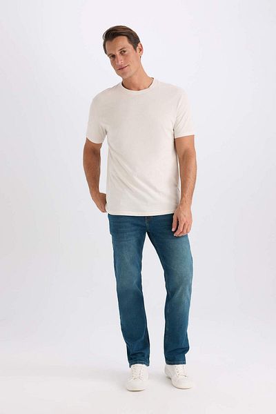 DeFacto 100% бавовна New Regular Fit Велосипедний комір Basic Прямий короткий рукав Футболка E1091AXNS