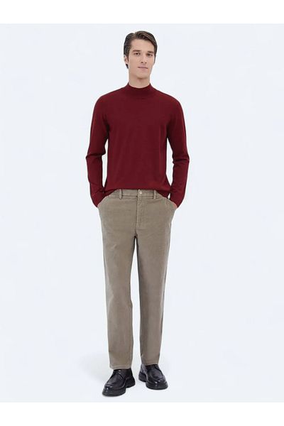 Kip Pulover roșu din tricot din lână tricotată cu jumătate de gât
