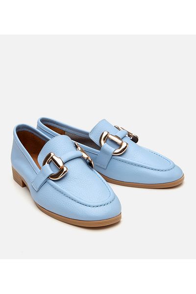 Hotiç Loafer casual din piele albastră cu cataramă pentru femei