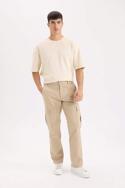 DeFacto Pantaloni din gabardină cu picior lat Buzunar cargo picior drept C9160ax24au