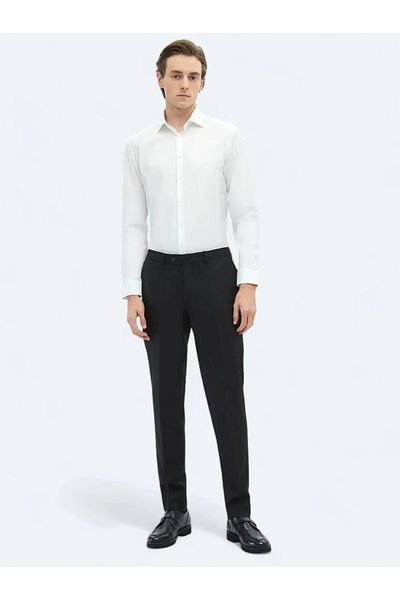 Kip White Plain Regular Fit Woven Classic 100% Cotton Shirt