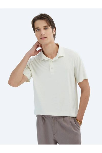 Kip Tricou Ecru Solid Eco-friendly cu gât polo