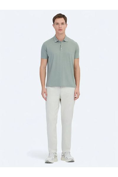 Kip Tricou kaki simplu ecologic cu gât polo