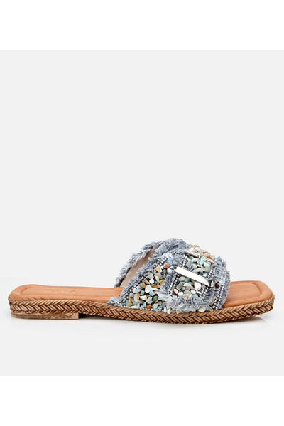 Hotiç Women's Gray Pedestrian Stone Slippers