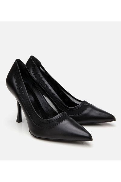 Hotiç Piele de damă neagră transparentă cu detaliu stiletto
