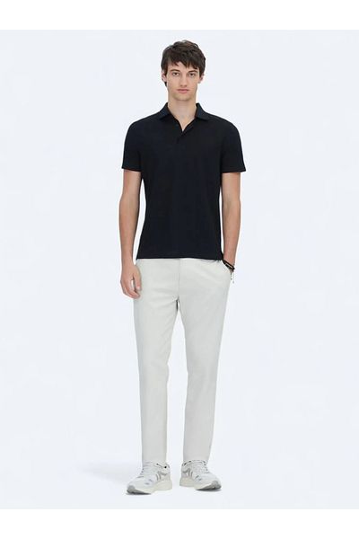 Kip Tricou din amestec de bumbac cu guler polo cu model negru