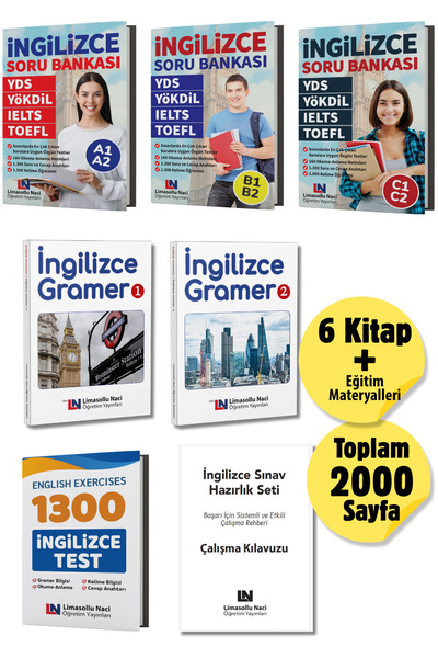Limasollu Naci Öğretim Yayınları English Exam Preparation Set, Yds Trial, Yoedil, Ielts, Lgs, Vocabulary Learning 4500 Tests, 500 Topics