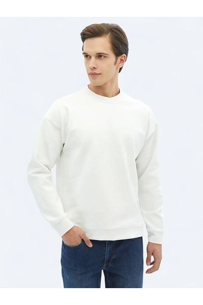 Kip Ecru Crew Neck Printed Double Sided Sweatshirt