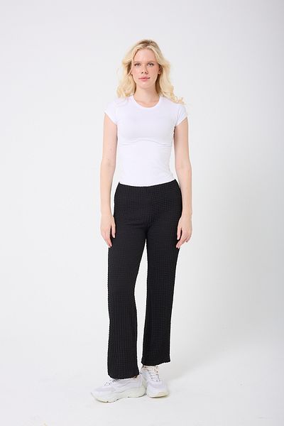 BANEGA Pantaloni negri din bumbac din țesătură elastică pentru femei