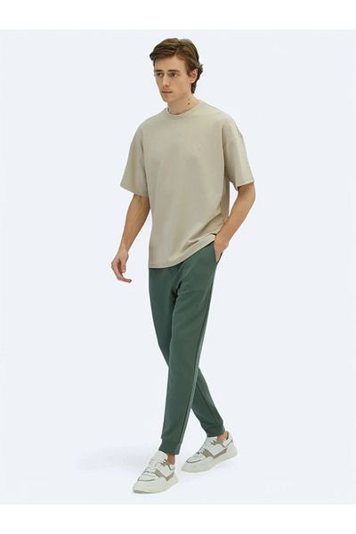 Kip Tricou bej simplu cu gât crew