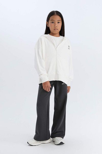 DeFacto Pantaloni de trening pentru fete, cu picioare late, cu picioare largi, imprimate D2298A824WN