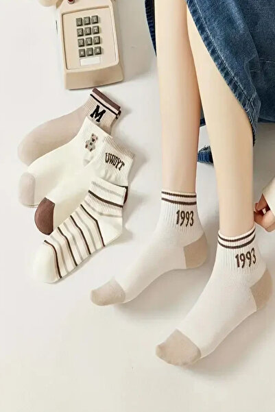 Esinti 5 Çift Kadın Bilek Boy Yazlık Patik Çorap – Pamuklu, Dikişsiz Burun, Desenli Çorap Seti