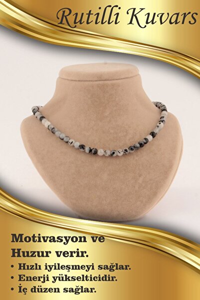 OSMANLI DEĞERLİ TAŞ Sertifikalı Rutilli Kuvars 6mm Kolye (DÜĞÜMSÜZ)