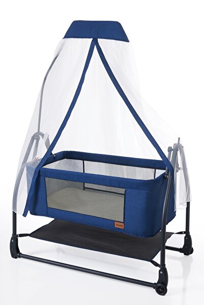 Lentini Pavia Anne Yanı Fileli Keten Sallanır Tekerlekli Sabitleme Cibinlikli Katlanır Portatif Sepet Beşik