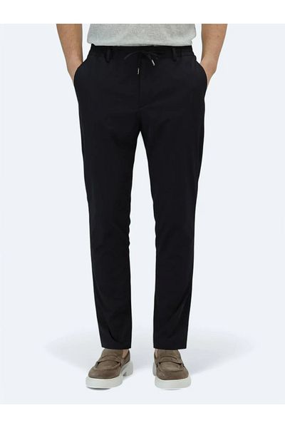 Kip Navy Blue Plain Woven Casual Trousers