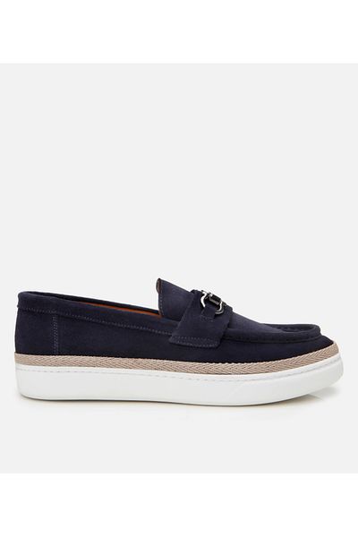 Hotiç Men's Suede Leather Navy Blue Ultra Light Sole Espadrille