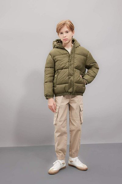 DeFacto Boy's Coat - Water Repellent, Hooded, Zipper and Pocket C5474A824Wn