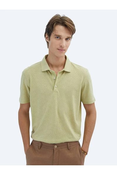 Kip Tricou din amestec de bumbac cu guler polo cu model de mucegai de lămâie
