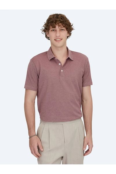 Kip Tricou roșu din amestec de bumbac cu gât polo