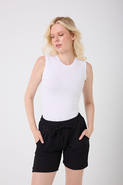 BANEGA Γυναικείο Crew Neck Zero Sleeve Lycra Flexible Fabric Basic Λευκό Σώμα