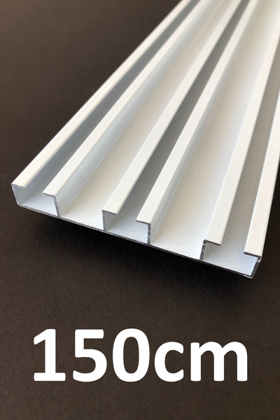 İzen Üç Kanallı 150cm Alüminyum Beyaz Perde Rayı (80mm) Kalın Üçlü Korniş