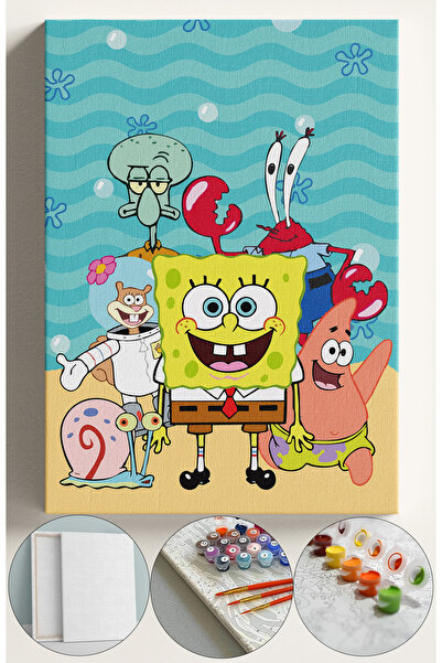 Corvo Çocuk Sayılarla Boyama Numaralı Tuval Seti Fırça Boya Dahil 40x50 Cm BO...