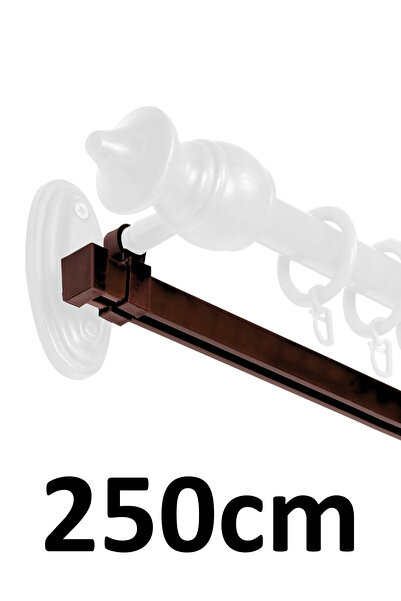 İzen Rustik Askısı İçin 250cm Koyu Kahve (Ceviz) Alüminyum Ray (19mm) Tekli K...