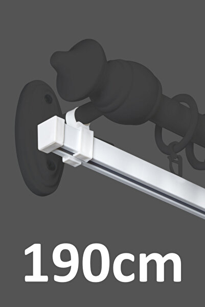 İzen Rustik Perde Askısı İçin 190cm Beyaz Alüminyum Ray (19mm) Tekli Korniş P...