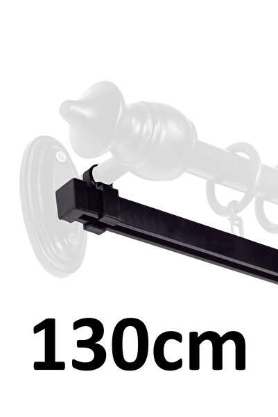 İzen Rustik Perde Askısı İçin 130cm Siyah Alüminyum Ray (19mm) Tekli Korniş P...