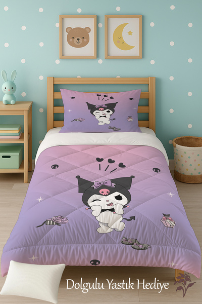 Talia Home Kuromi Patterned Single Children's Quilt Sleeping Set Tlag-325