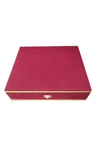 DM PORSELEN 6 KİŞİLİK FİNCAN TAKIMI İÇİN KADİFE KUTU BORDO