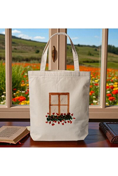 riyaz نافذة 2 - حقيبة قماش بتصميم خاص، حقيبة كتف وحقيبة يد، 35x40 سم