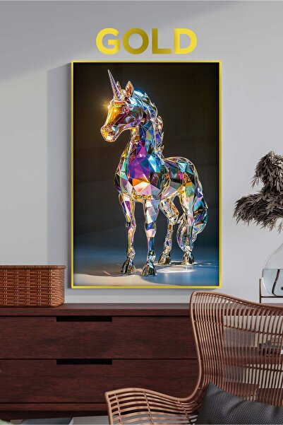 bds art sanatı evinize taşır Kozmik Unicorn LED Işıklı Cam Tablo