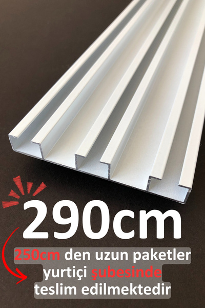 İzen Üç Kanallı 290cm Alüminyum Beyaz Perde Rayı (80mm) Kalın Üçlü Korniş