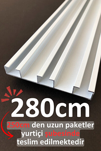 İzen Üç Kanallı 280cm Alüminyum Beyaz Perde Rayı (80mm) Kalın Üçlü Korniş