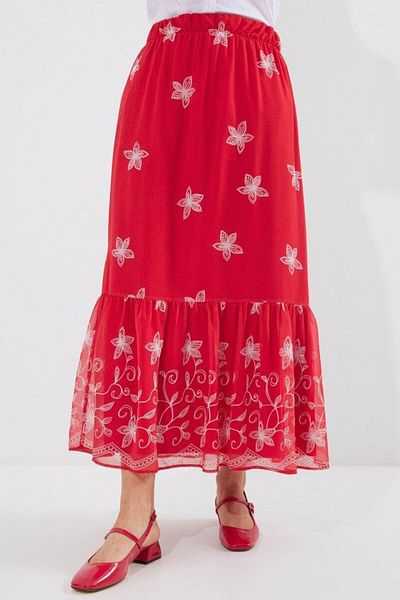 modamtn 8010 Patterned Chiffon Skirt - A. Red