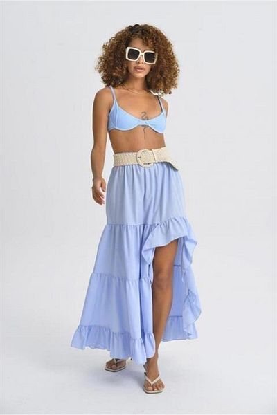 modamtn Audrey Frilly Slit Detail Skirt 4037