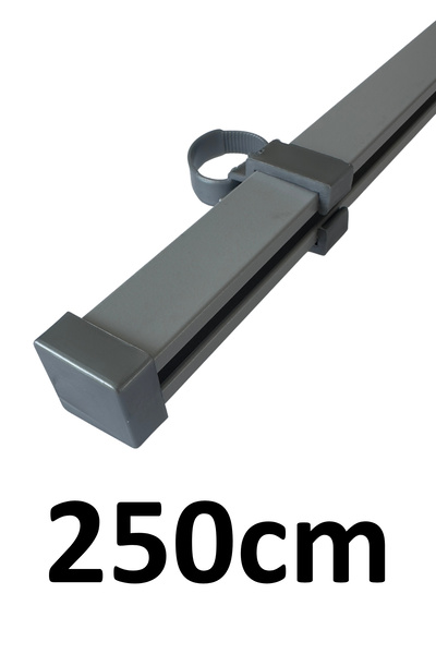 İzen Rustik Perde Askısı İçin 250cm Gri Alüminyum Ray (19mm) Tekli Korniş Pla...