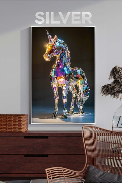 bds art sanatı evinize taşır Kozmik Unicorn LED Işıklı Cam Tablo