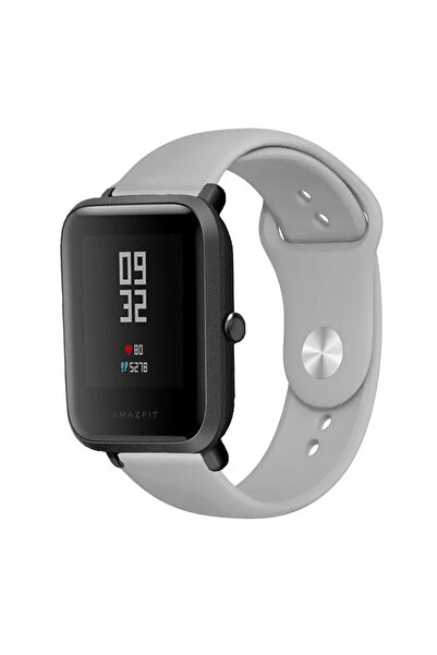 Tagomoon Amazfit Bip Ve Bip Lite Ile Uyumlu Yumuşak Dokulu Gri Silikon (20MM) Yüksek Kalite Kordon Kayış