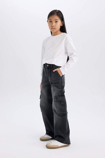 DeFacto Pantaloni cargo cu picioare largi pentru fete C8539A824AU