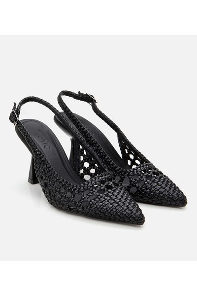 Hotiç Stiletto cu spate deschis tricotat negru pentru femei