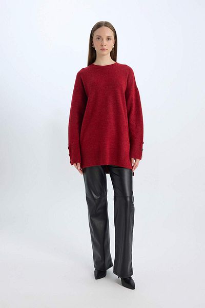 DeFacto Regular Fit Crew Neck Basic Plain Sweater Tunic 3182316