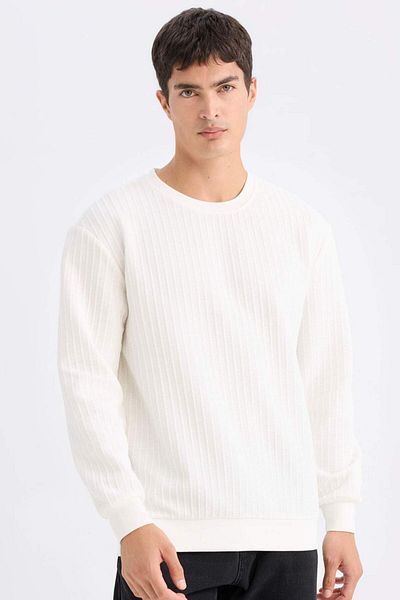 DeFacto Hanorac simplu de bază Jacquard cu decolteu rotund D5391AX24AU
