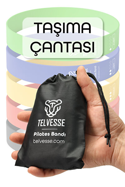 Telvesse 5 Different Pilates Resistance Band with Bag Latex Aerobic Exercise Squat Rubber Loop Band Closed End Mixed