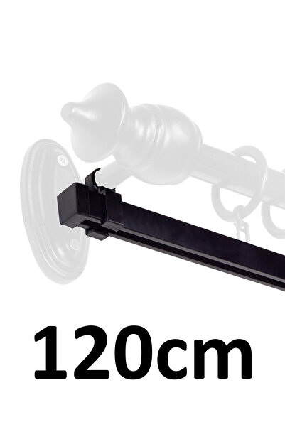 İzen Rustik Perde Askısı İçin 120cm Siyah Alüminyum Ray (19mm) Tekli Korniş P...