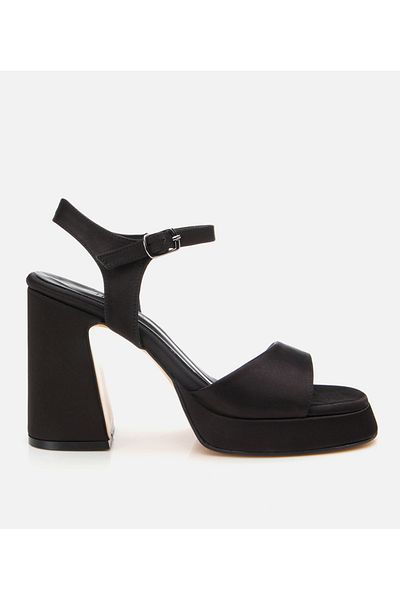 Hotiç Rochie de seară neagră de damă Sandale cu toc înalt